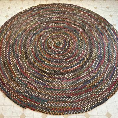77” Round Multi Colored Braided Area Rug