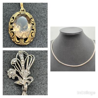 Sterling Silver 925 Omega Necklace, Lapel Pin, Pendant 