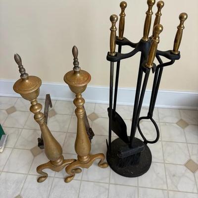 Fireplace Tool Set & Andirons