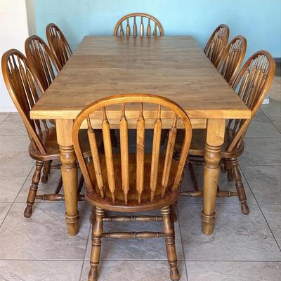 Butcher Block Table & 8 Spindle Chairs  