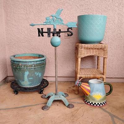 Whimsical Garden Decor Lot - Teal/Blue Outdoor Accents