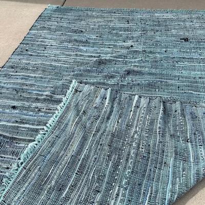Large Boho Turquoise Rag Rug