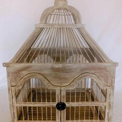 Vintage Handmade Wooden Birdcage 