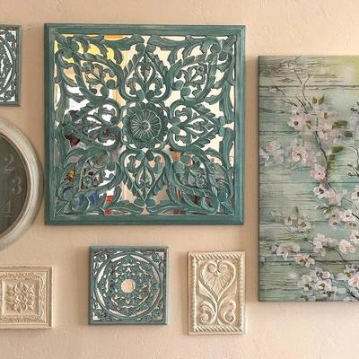 Teal Mirror Wall Decor