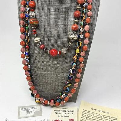 Three Costume Necklaces In Red Tones