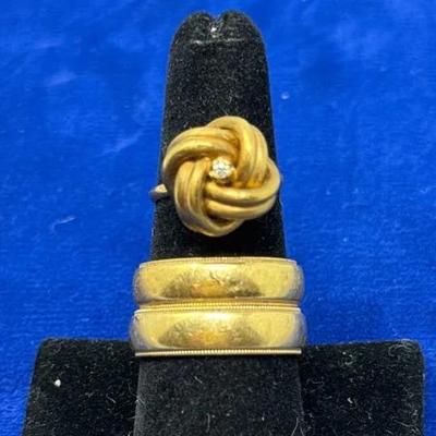 Tiffany 18k Bands(2) And 18k Ring