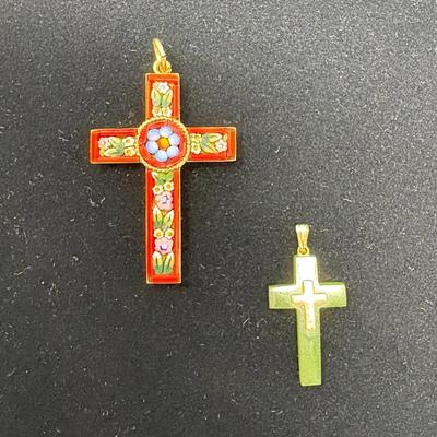 Italian Mosaic & Jade Religious Crosses 