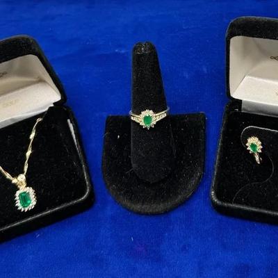 14k Set With Possible Emerald Stones