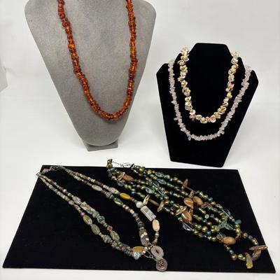 Shell, Tahitian Pearl, Stone & Other Necklaces 