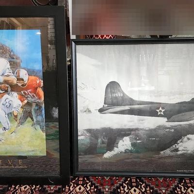 Framed WWII Bomber & Inspirational Football Prints
