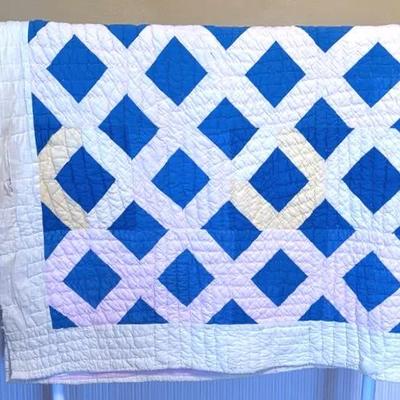 Vintage Blue and Pink Reversible Quilt (Hand Quilted)