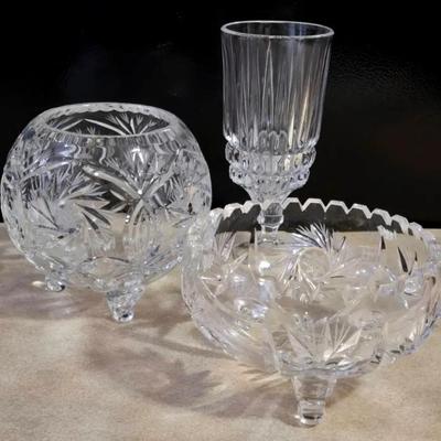"Fostoria" Heritage Water Goblet with Crystal Footed Bowls 