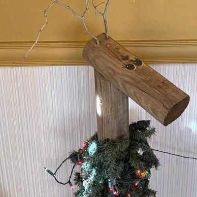 Rustic Log Reindeer Christmas Decoration 