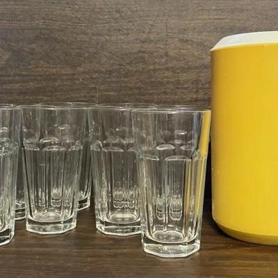 "Rubbermaid" Pitcher and Drinking Glasses