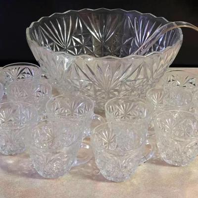 "Anchor Hocking" Arlington Pattern Punch Bowl Set
