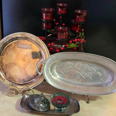 "Home Elements" Tea Light Holder and Silver Plated Pieces