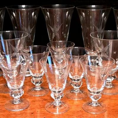 "North Star"- Pattern Vintage Crystal Glasses