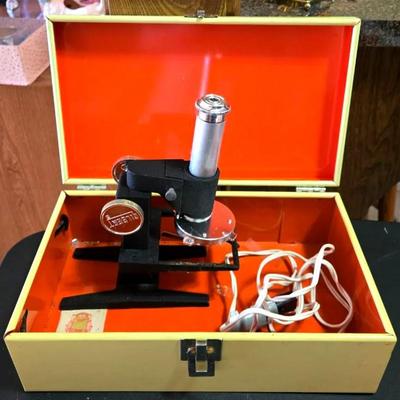"Gilbert Microcraft" Microscope with Storage Cabinet 