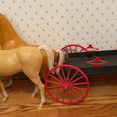 Vintage Play Horses and Wagon
