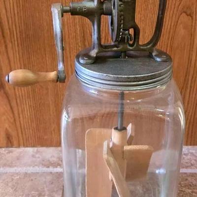 Antique "Hazel Atlas" Hand Crank Butter Churn 