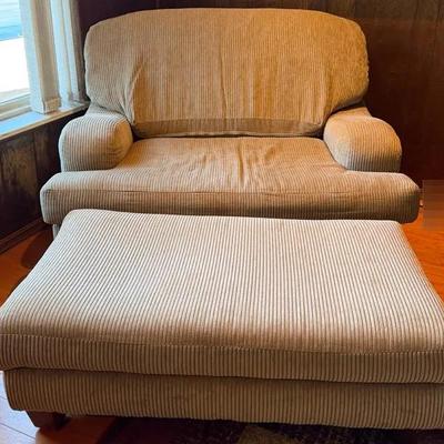 Corduroy Armchair and Matching Ottoman Set