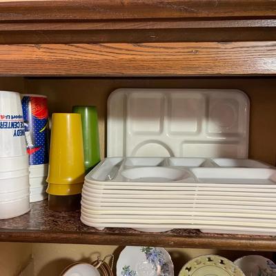 Vintage School Lunch Trays and Plastic Cups