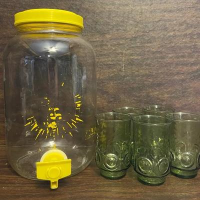 Vintage “Libbey” Green Glassware and Pitcher 