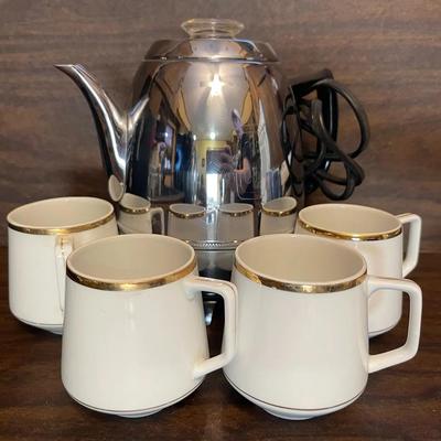 Vintage "General Electric" Coffee Maker and Coffee Mug