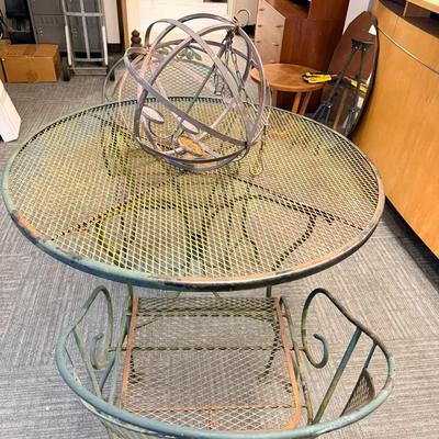 Round Wrought Iron Patio Table w/ 2 Chairs