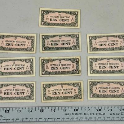 One Cent bank notes Japanese government for occupied Netherlands East Indies