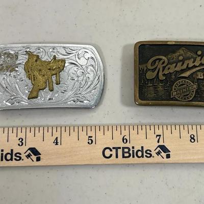 Belt Buckles - Rainier Beer & Horse Saddle