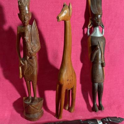Hand Carved African Sculptures And Letter Opener