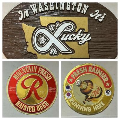 Washington State Vintage Beer Signs - Lucky and Rainier 