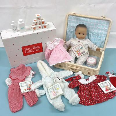 American Girl Doll Bitty Baby Doll; Christmas, Snow, Play And Birthday Outfits