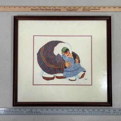Barbara Lavallee "Hugs" signed framed print from 1984