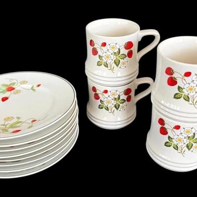 Avon Strawberry Plates & Sheffield Strawberry Mugs 