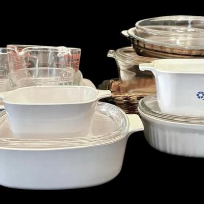 Pyrex & Corningware Glass Casserole Dishes, Measuring Cups, & Pie Plates