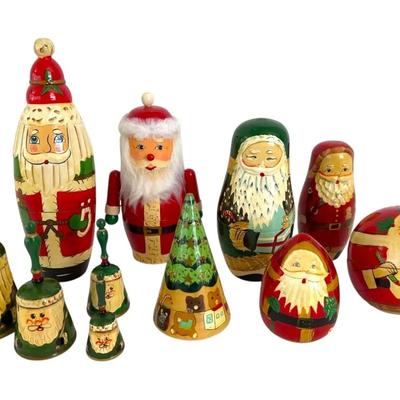 Hand Painted Santa Nesting Dolls 