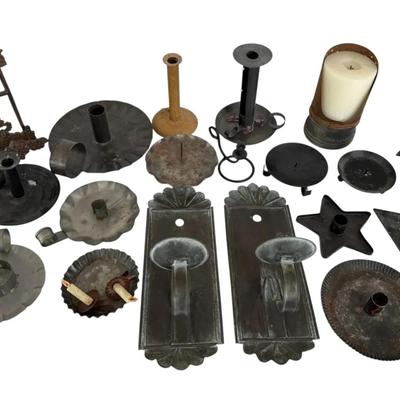 Primitive Metal Candle Holders 