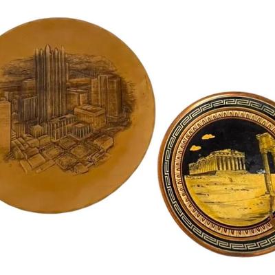 Pittsburgh Bronze Handmade Plate & Parthenon Plate From Greece 