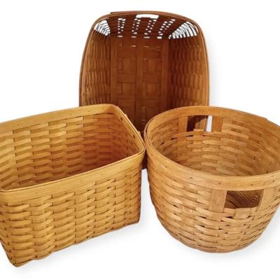 Three Large Longaberger Handwoven Baskets