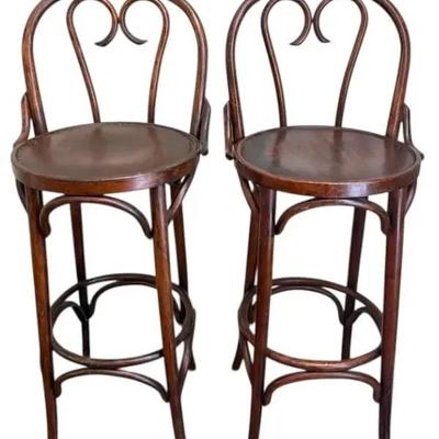Two Rattan Bar Stools