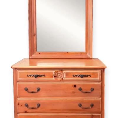 National Mt. Airy Wooden Dresser & Mirror