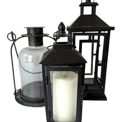 Three Black Glass Lanterns