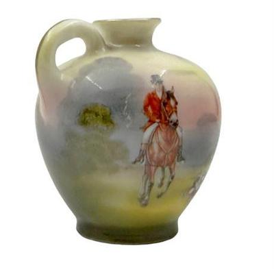 Sale Photo Thumbnail #66: Lot 531   
Royal Bayreuth Porcelain Pitcher, Fox Hunt Event Design, Small