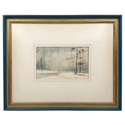 Sale Photo Thumbnail #46: Lot 171  
George Wervey, Watercolor, Untitled, Winter Landscape