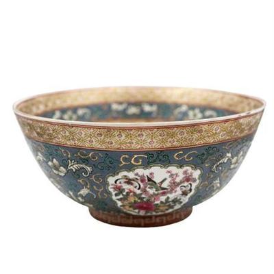 Sale Photo Thumbnail #59: Lot 218  
Chinese Qing Dynasty Rose, Bird and Butterfly Centerpiece Bowl