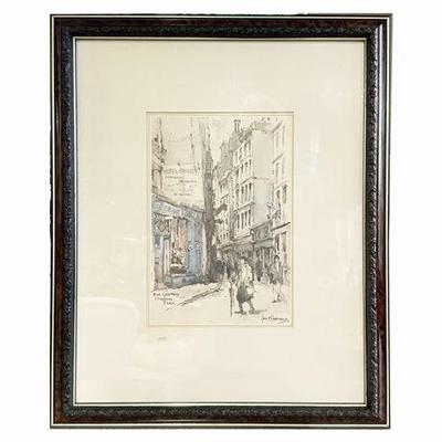 Sale Photo Thumbnail #21: Lot 040  
Jan Korthals (1916-1972) Rue Geoffroy L'Angevin, Paris Lithograph Print