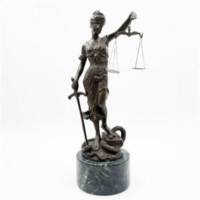 Sale Photo Thumbnail #23: Lot 056  
Bronze, "Lady Justice" Sculpture