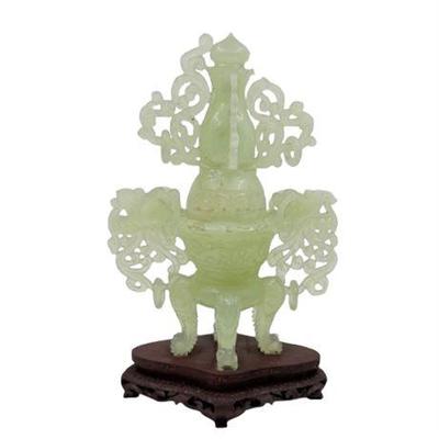 Sale Photo Thumbnail #3: Lot 003-176   
Chinese Carved Jade Covered Censer, 20th C